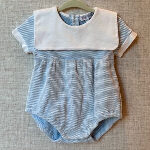 Nellapima Blue Bubble Onesie Baby Romper Short Sleeve Bodysuit Boys Pima Cotton
